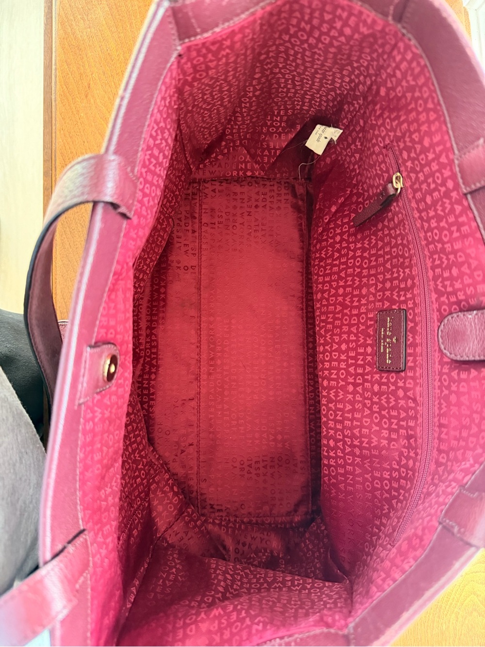 Kate Spade Roselyn Hunts Place Wine Suede Leather Tote Bag - Picture 9 of 11